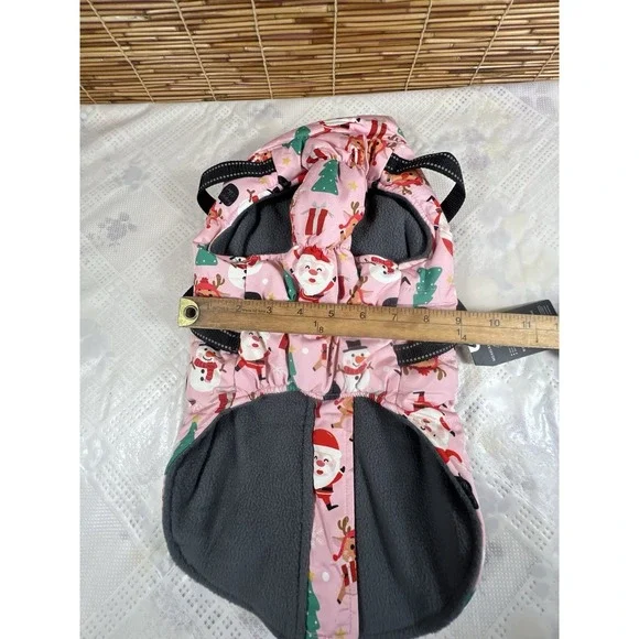 Dog Coat Winter Christmas Themed Size Medium Pink - Picture 7 of 9